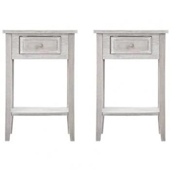 Lot de 2 tables de chevet en bois vieilli