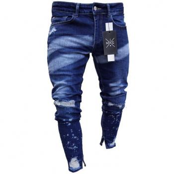 Pantalones Denim Fresco con Rasgaduras