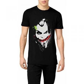 Men’s Black Large Joker Big Face Cotton T‑Shirt