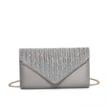 Chic Jewel Embellished Clutch – Light Grey Women's Edition