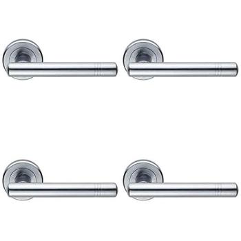 Ringed Concealed Fix T‑Bars, Satin Chrome – Set of Four