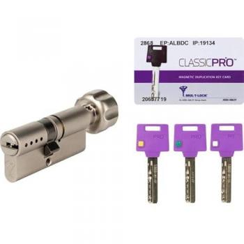Cylindre Mul‑T‑Lock Classic Pro – Laiton nickelé, Haute sûreté – Longueur 31 x B40 mm
