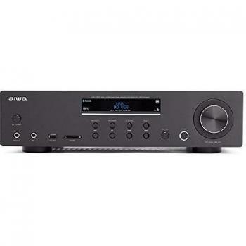 Aiwa AMU-120BTBK: Amplificador, Receptor AV, con Bluetooth 5.0, 120W, Puerto USB, Lector Tarjeta SD. Color: Negro