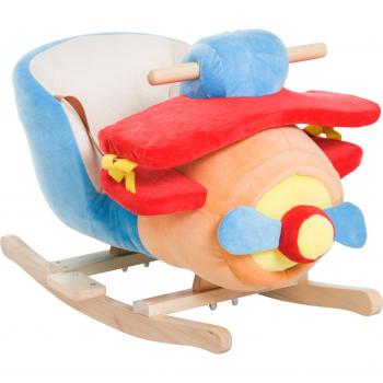 Dondolo a Forma di Aeroplano in Legno con Musica per Bambini