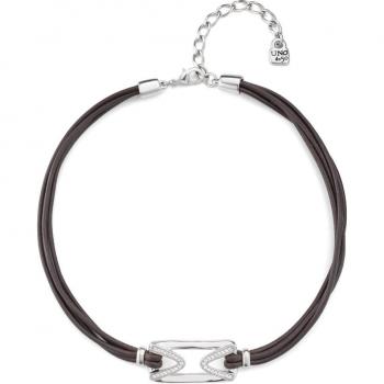 Collar “Topaz Único” cuelga en cuero, eslabón de plata bañado