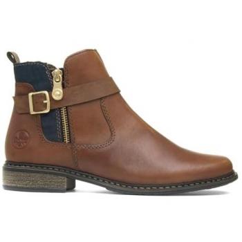 Rieker Antistress Brown Leather Ankle Boots Zipper Size 8 UK EU 42