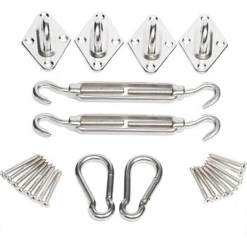 Stainless Steel Shade Sail Installation Kit with Heavy Duty Clips and Screws