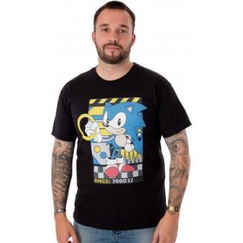 Sonic Igel Herren Shirt mit Retro-Ringen M schwarz