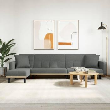 VidaXL Chaiselongue Schlafsofa L-Form Dunkelgrau 275x140x70 cm Stoff