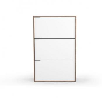 Zapatero de 3 Puertas Abatibles Arhus en Acabado Nogal y Blanco