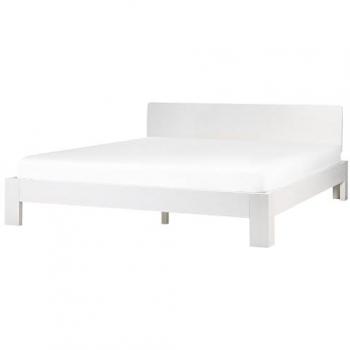 Cadre de lit double moderne en bois 180 x 200 cm avec lattes blanches Royan