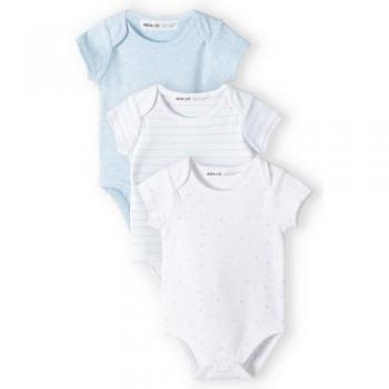 MINOTI 3‑Pack Mini‑Bodys Hellblau / Weiß
