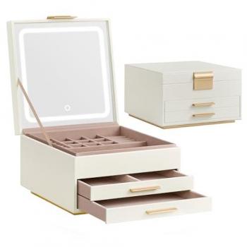 Joyero Luminiscente: 23x23x14 cm con Espejo y LED