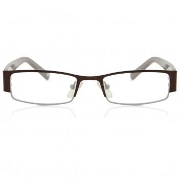 Gafas metálicas marrones rectangulares para niños con montura completa y lentes recetadas