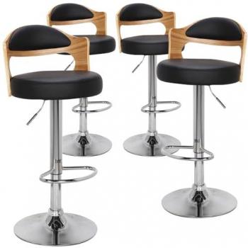 Lot 4 chaises de bar Ruben – finition chêne clair + simili noir