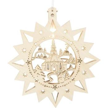 Seiffener Kirche – LED-Fensterbild Original, 30×32,5×4,5 cm, warmweiß