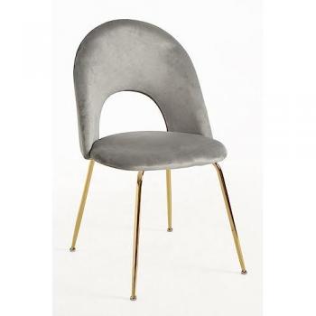 Grupo 4 Sillas Dawa Gold Terciopelo Color Gris Suave
