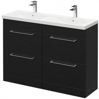 1200mm Floor Standing Vanity Unit with Double Basin in Nero Oak