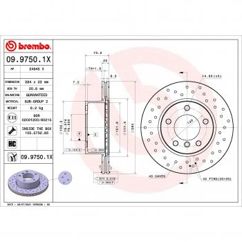 BREMBO 09.9750.1X Disque de frein