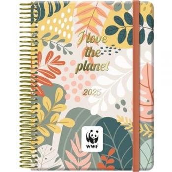 AGENDA 2025 WWF DÍA PÁGINA 12,5 X 18 CM CON 4 HOJAS DE PEGATINAS DOHE 12898