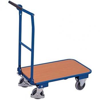 Chariot pliant VARIOfit, capacité 150 kg, plateau en acier/MDF, dimensions 720 x 450 mm, roulettes TPE avec frein de sécurité