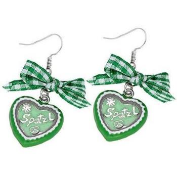 Gipfel-Traditions-Schmuck: Grünes Herz Ohrhaken