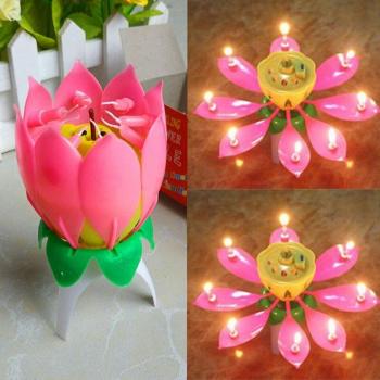 Happy Birthday Lotus Flower Candle
