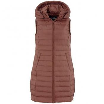 Aniston Damen-Casual-Steppweste – 44, Braun (Zimt), mit Kapuzenverstellung