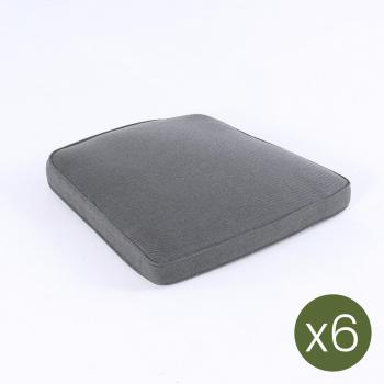 Edenjardín: Set de 6 Cojines de Olefin Gris para Sillas Curvas (45 × 47 cm)