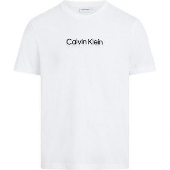 Maglietta a Maniche Corte Calvin Klein Flock Logo Bianco S
