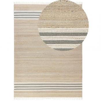 160 x 230 cm Handwoven Jute Rug Beige and Grey with Tassels