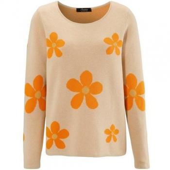 Aniston SELECTED: Floral Gold Detail Pullover für Frauen – Größe 38