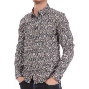 Chemise homme en carton Teddy Smith avec motif floral – Manches longues, col boutonné, couleur grise multicolore