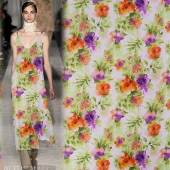 Tejido mezclado de seda y algodón con estampado floral 16 momme SCT687