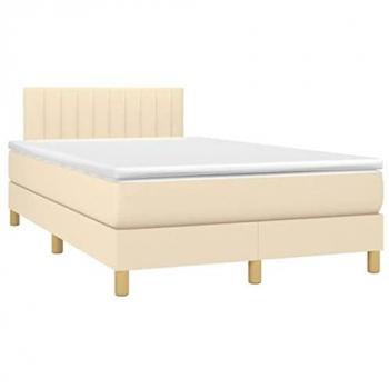Letto Boxspring con Illuminazione LED e Materasso Crema 120x190 cm
