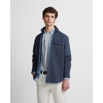 Sobrecamisa bordada etnicamente azul marino para hombre