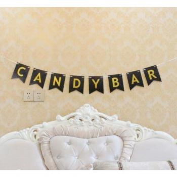 Décoration de fête, banderole 3M rose, barre de bonbons dorée, accessoires d'alphabet