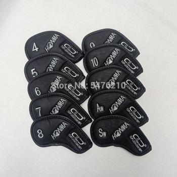 10pcs Set of PU Golf Iron Covers with Single-Sided Embroidery for 4-11 AW SW