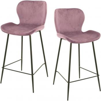 Chaises de bar en velours rose