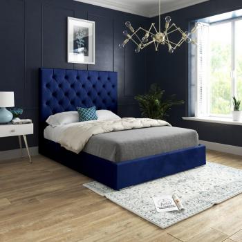 Casani Blue Velvet Super King Bed Frame