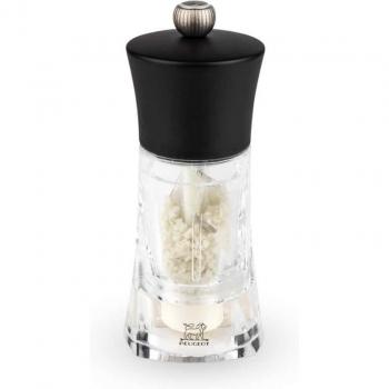Hand‑Operated Salt Mill – 14 cm, Wood & Acrylic Construction, Matte Black Finish