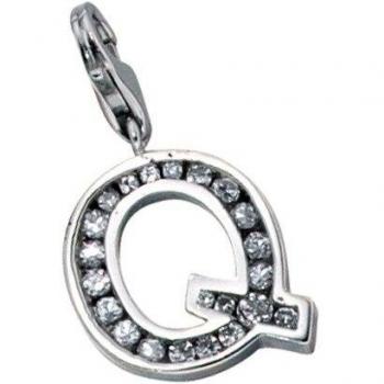 Einhänger Charm Buchstabe Q 925 Sterling Silber rhodiniert Zirkonia