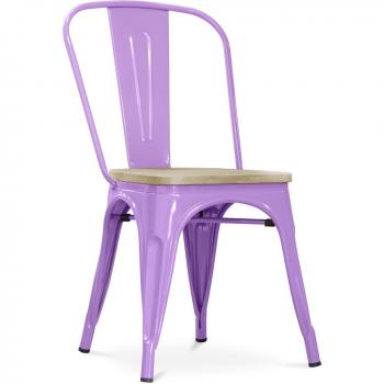 Chaise Bistrot Metalix – Style contemporain, métal et bois violet