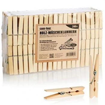 Mollette per Appendere Vestiti in Legno 240 Pezzi