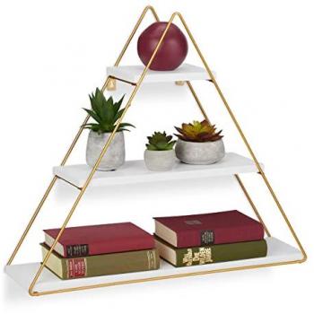 Mensola Decorativa Triangolare, 3 Ripiani, HxLxP: 54 x 62 x 15 cm