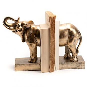 Serre-livre en résine dorée éléphant
