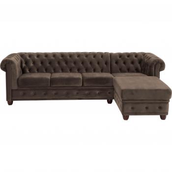 Chesterfield-Sofa New Castle in L-Form, taupe