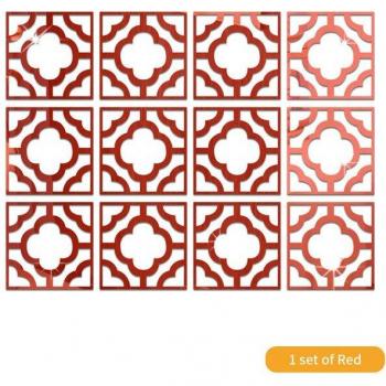 Set mural floral miroir, 12 motifs multicolores