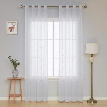 Tenda Eleganza Bianca 140x245 CM – Trasparente e Ricamata Stellina