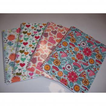 Silvine Marlene West Hearts and Flowers A4 Plus Twin Wire Notebook